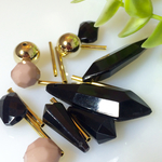 黒アクリル多面カット3７ｍｍ(1６個)mixメタルビーズ銅玉パイプ　アソート　　『Twist+zeroツイスト＋ゼロ』