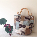 送料無料＊Bambooパッチワーク風トートbag