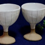 【48612758様予約品】おしゃれな白いペア高台カップ(大）　とぐさ　0606-5
