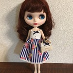22センチドール キャミソールワンピース ローズ&ストライプ ネイビー