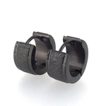 【幅約7mm×外径約13mm】サージカルステンレス製サンドブラスト加工フープピアス/ブラック