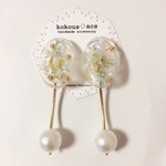 【着画あり】シェルとパールのクリアピアス