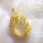 ルチルクォーツペンダント（ワイヤーアートジュエリー☆ワイヤーアクセサリー☆ワイヤーラッピング天然石ネックレス）