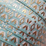ヘアタイに　NORDIC(ノルディック)柄　アクア✖ゴールド　伸縮リボン　2m