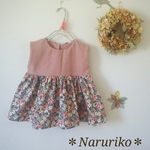 再販・・＊花柄ガーゼワンピースリボン付き90～100size＊出産祝いや贈り物にも＊