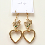 ドライフラワーのハートピアス＊
