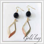 ゴールド×ブラック♡リーフメタルパーツピアス♡ノンホールピアス