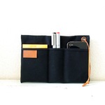 スッキリ♪スマート帆布ポーチ (Black) Bパターン