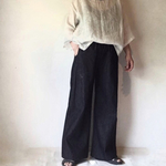 リネン混デニムのワイドパンツ
