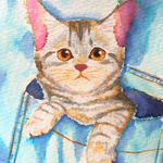 【原画】ポケットに入った子猫