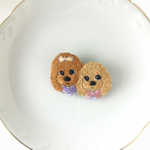 仲良しトイプードルの刺繍ブローチ