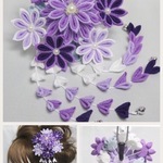 【つまみ細工】花簪 淡紫