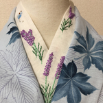 麻100%ラベンダー刺繍半襟