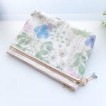 ★LIBERTY&帆布ラミネート   Irma　イルマ　9B　ビニコのＷファスナー・内ポケット(1＋2分割)・マチ付ポーチ　◆コスメポーチ・お薬手帳ポーチ・母子手帳にも♪