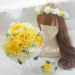 macor0n様専用♥黄色ナチュラルブーケ+ブートニア+花冠