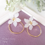 フロストフラワー&フープ ビジューピアス/イヤリング 