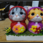 ＊ねこリョーシカの置物（大）＊
