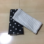 新柄☆黒ドット×薄水色ボーダー柄よだれカバー 