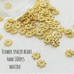 再販⭐️スペーサービーズ＊花形＊ゴールド 4mm 100pcs