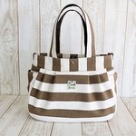 帆布ﾎﾞｰﾀﾞｰのﾊﾞｯｸﾞ(中ｻｲｽﾞ)ベージュ