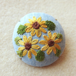 ひまわり刺繍 ブローチ