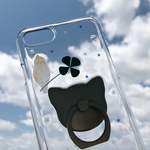 インコとクローバー🍀 選べる スマホリング 押し花/猫/鳥 スマホケース GALAXY/Xperia iPhoneケース iPhone8/plus iPhoneX/se iPhone7/6