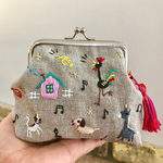 ブレーメンの音楽隊音楽隊刺繍がま口ポーチ《10㎝①》