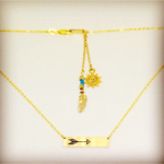 [再販] 18kgf刻印有 arrow plate 太陽✳︎ターコイズ ネックレス♡ゴールドコーティング フィルド 14kgf 18金  18k