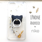 *猫とrock* ギター 選べる スマホリング 音楽 楽器 ねこ スマホケース GALAXY/Xperia iPhoneケース iPhone8/plus iPhoneX/SE iPhone7/6