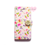 名入れ可♡iPhoneXR/iPhone XS/iPhone X/iPhoneX/iPhone8/iPhone8Plus/iPhone7/iPhoneSE 手帳型 ピンクフラワーシャワー×パール