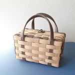 「送料込み」トランク型のカゴバッグ(小サイズ)クラフト×こげ茶色