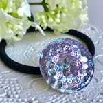 ★再販★ジュエル✴︎紫陽花／チェコガラスボタンのヘアゴム27mm