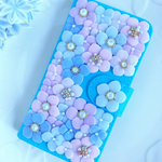 mickeeeeey様オーダー品紫陽花色手帳型ケース