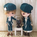 ネオブライス　２２cmドールサイズ　青緑の少年少女セット