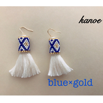 【オルテガ柄×タッセル  ピアス】blue