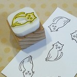 白ネコはんこ　＊消しゴムはんこ＊