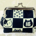 ネコがまぐち小　猫市松紺