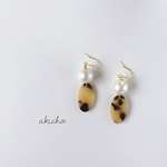 コットンパール＆べっこう ピアス