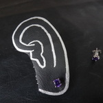 パープル　CZ”キュービックジルコニア”　5mm　マグネットピアス 