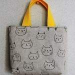 ねこ　フェイス柄　手提げバック