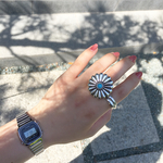 【大人気により増販】flower turquoise silver ring