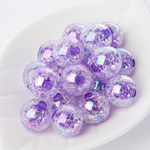 クラックアクリルビーズ　１４ｍｍ　クリアカラー　紫　３０個  B43