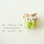 三毛猫miniブローチ(green)