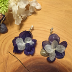 紫陽花 ホワイト ×ラベンダー  ノンホールピアス