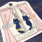黒猫とリボンのピアス【＊追加販売開始】