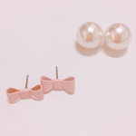 新色☆リボンピアス×ドデカパールキャッチ
