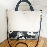 2way斜めがけ帆布ショルダーバック(黒花柄&きなり帆布)