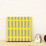 12x12cmちいさなファブリックパネル【北欧格子パターンのファブリックパネル】イエロー/グレー