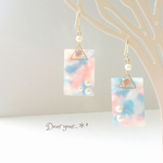 空色パールべっ甲ピアス☆イヤリング〜コーラルピンク&空色