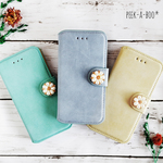 ★パステルカラーiPhone♡スエードスマホケース/パールフラワー